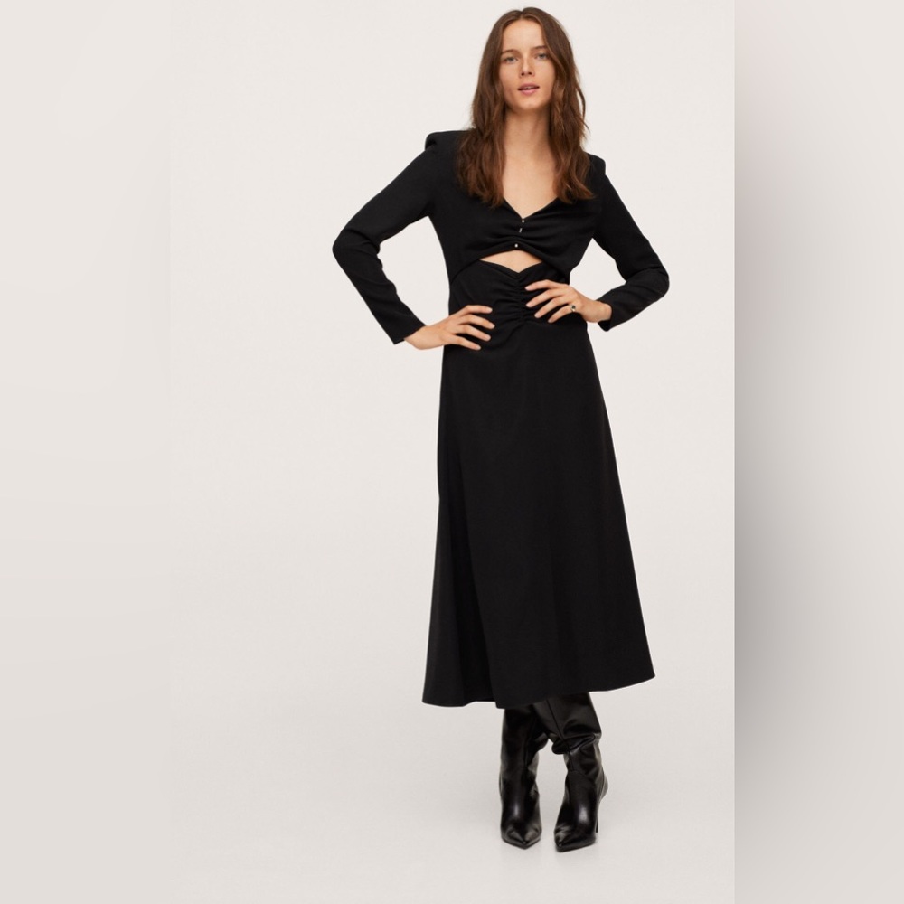 Worn Once! Mango Cut Out Detail Midi Dress Sz.6